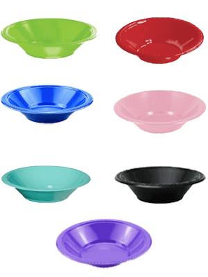 colourful plastic bowls